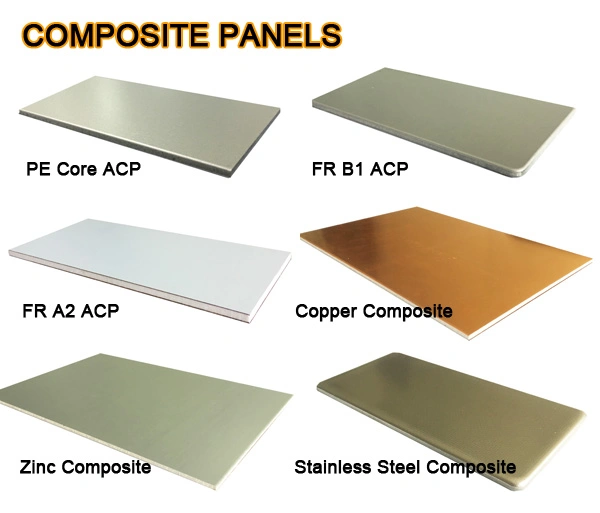 All Types 3mm 4mm 6mm Fireproof Fire Rated Resistant Retardant Fr B1 A2 Metal Stainless Steel Copper Titanium Zinc Aluminium Aluminum Composite